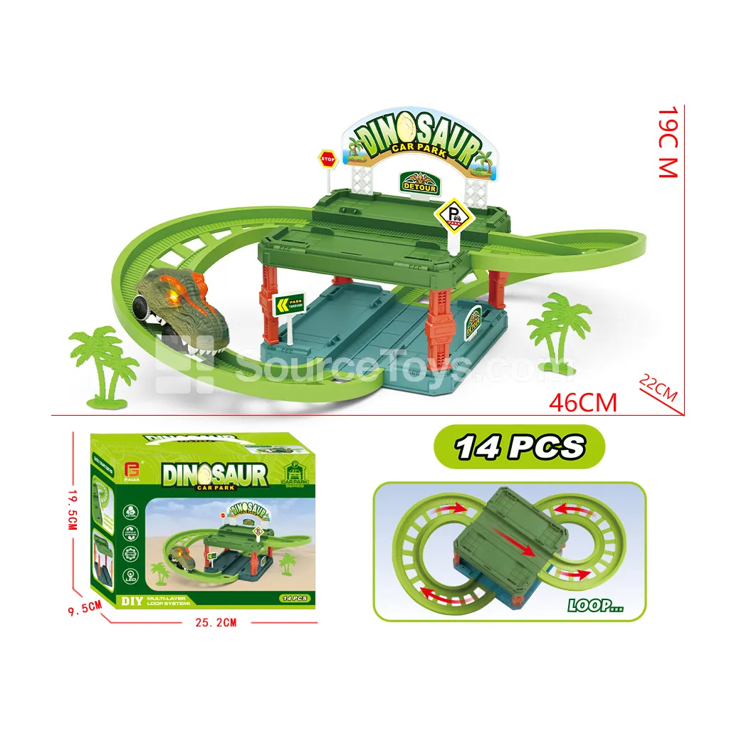2-Level Electric Dinosaur Track Parking Garage