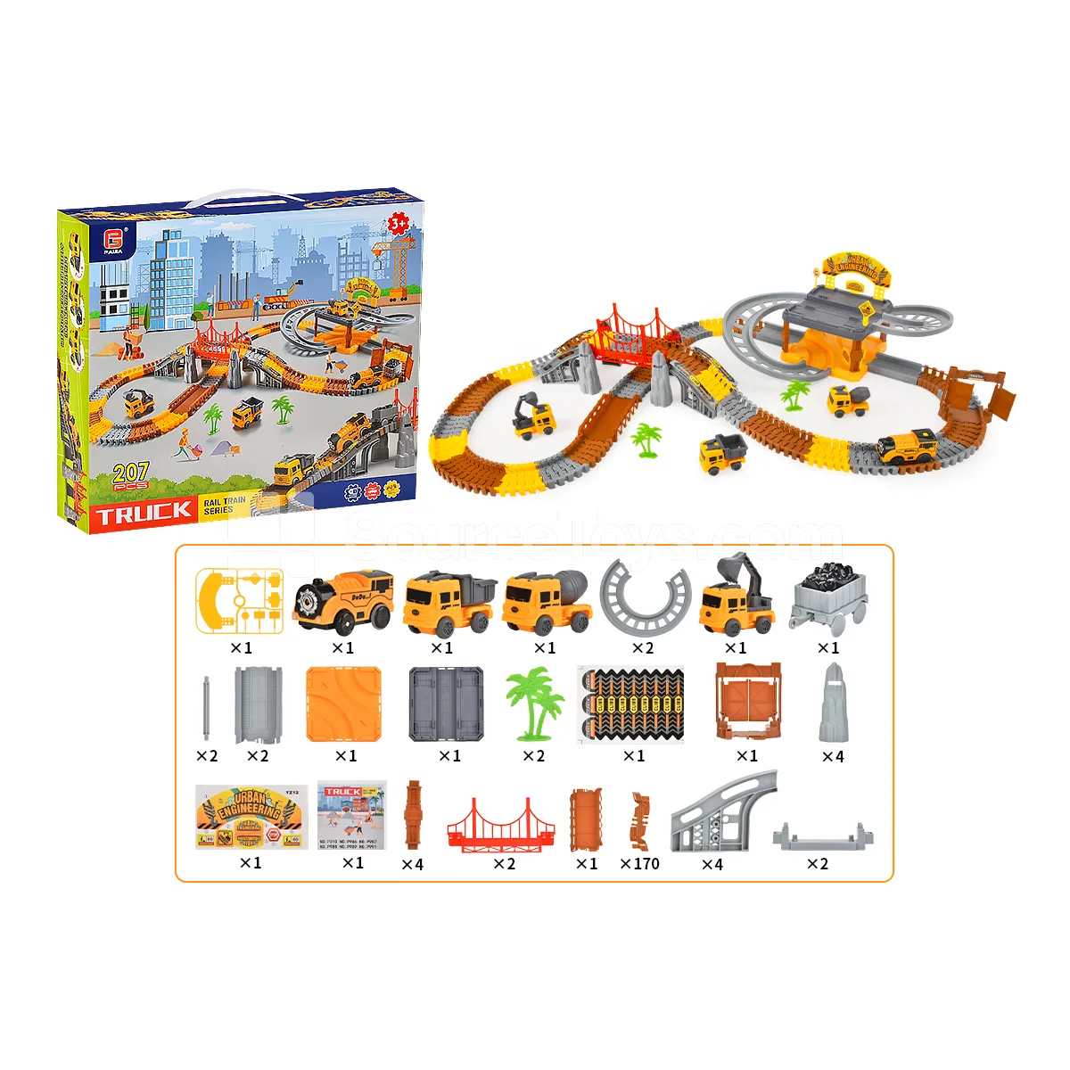 Electric Assembly Engineering Vehicle, Track Vehicle and Parking Lot Set Electric Assembly Engineering Vehicle, Track Vehicle and Parking Lot Set