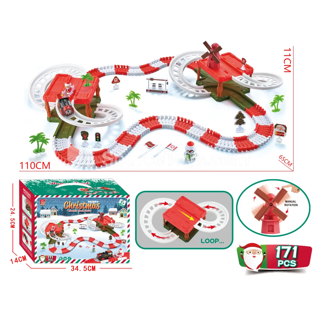 Electric Christmas Train Set with 2 - Storey Parking Lot for Cross - border Sales