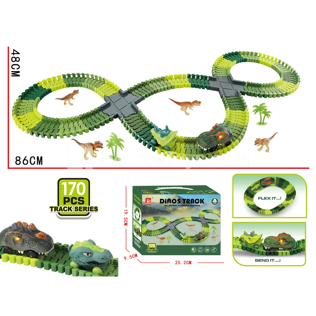 Popular Dinosaur Assembly Track Cars with Dual - Car Configuration for Cross - border Sales Popular Dinosaur Assembly Track Cars with Dual - Car Configuration for Cross - border Sales
