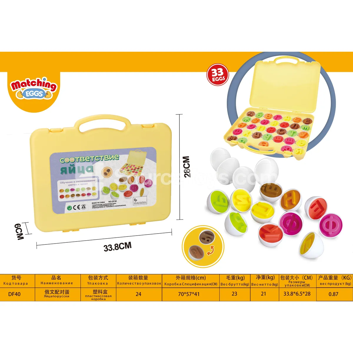 Russian Alphabet (33pcs) Color & Pattern Recognition Blocks