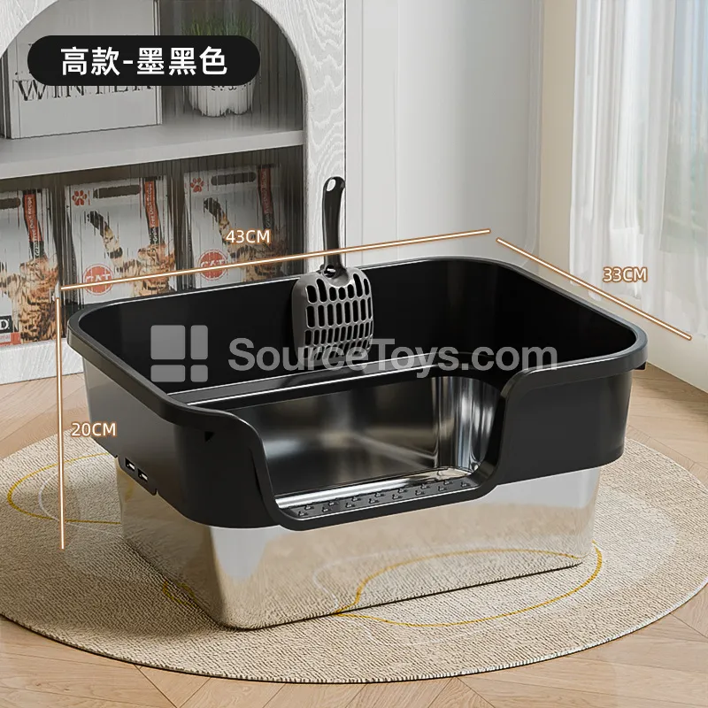 Wide Top Side-Opening Sloped Stainless Steel Cat Litter Box Wide Top Side-Opening Sloped Stainless Steel Cat Litter Box