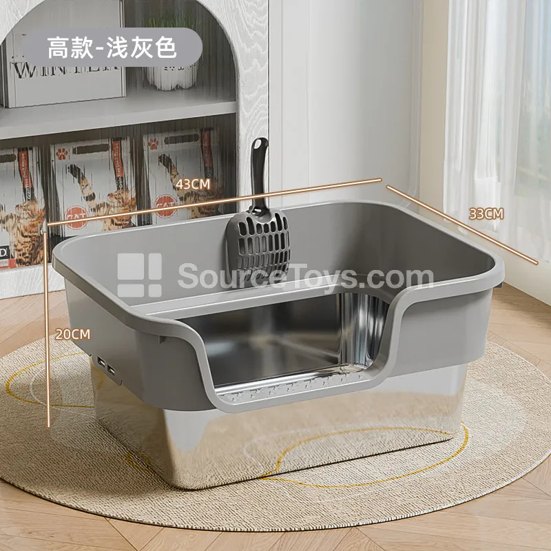 Wide-top Side-opening Slanted Stainless Steel Cat Litter Box Wide-top Side-opening Slanted Stainless Steel Cat Litter Box
