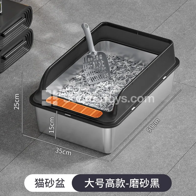 Color-Contrast Stainless Steel Cat Litter Pan Color-Contrast Stainless Steel Cat Litter Pan