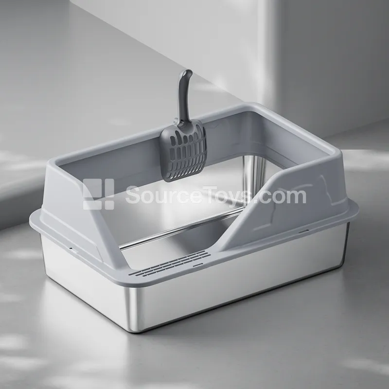 Side-Opening Slanted Stainless Steel Cat Litter Box Side-Opening Slanted Stainless Steel Cat Litter Box