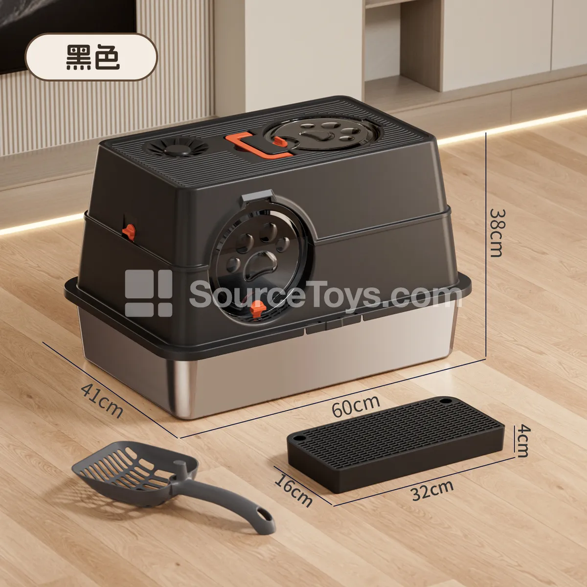 Side-Opening Fully Enclosed Stainless Steel Cat Litter Box Side-Opening Fully Enclosed Stainless Steel Cat Litter Box