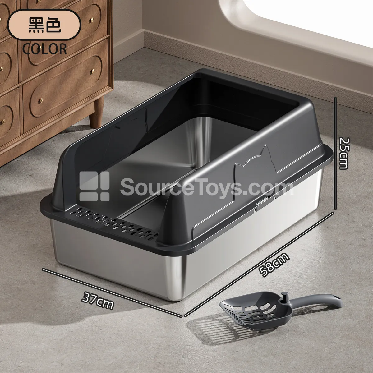 Stainless Steel Cat Litter Box with Fence Stainless Steel Cat Litter Box with Fence