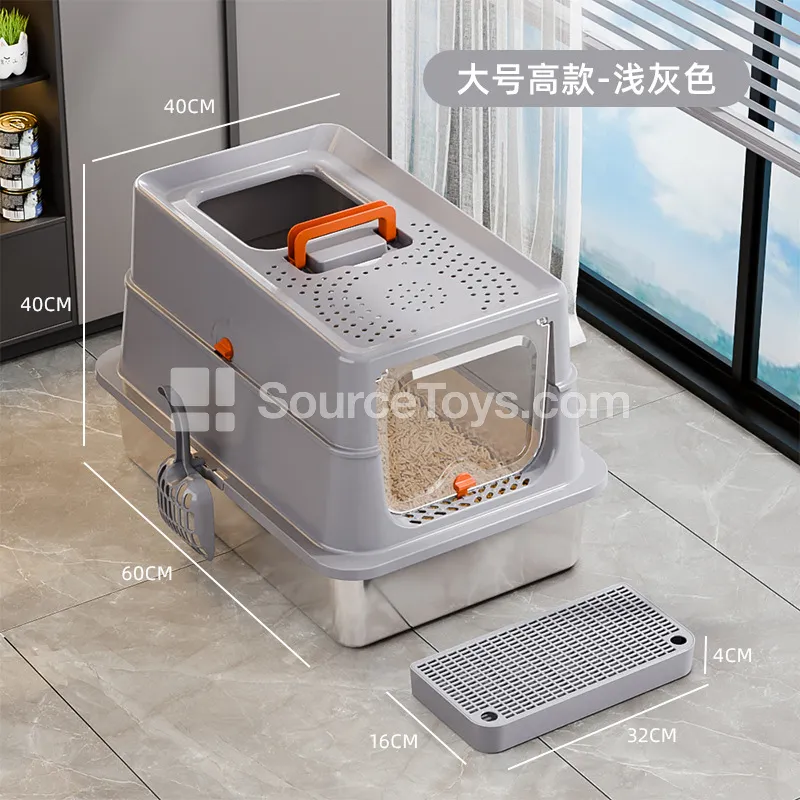Breathable Top-Entry Fully Enclosed Stainless Steel Litter Box Breathable Top-Entry Fully Enclosed Stainless Steel Litter Box