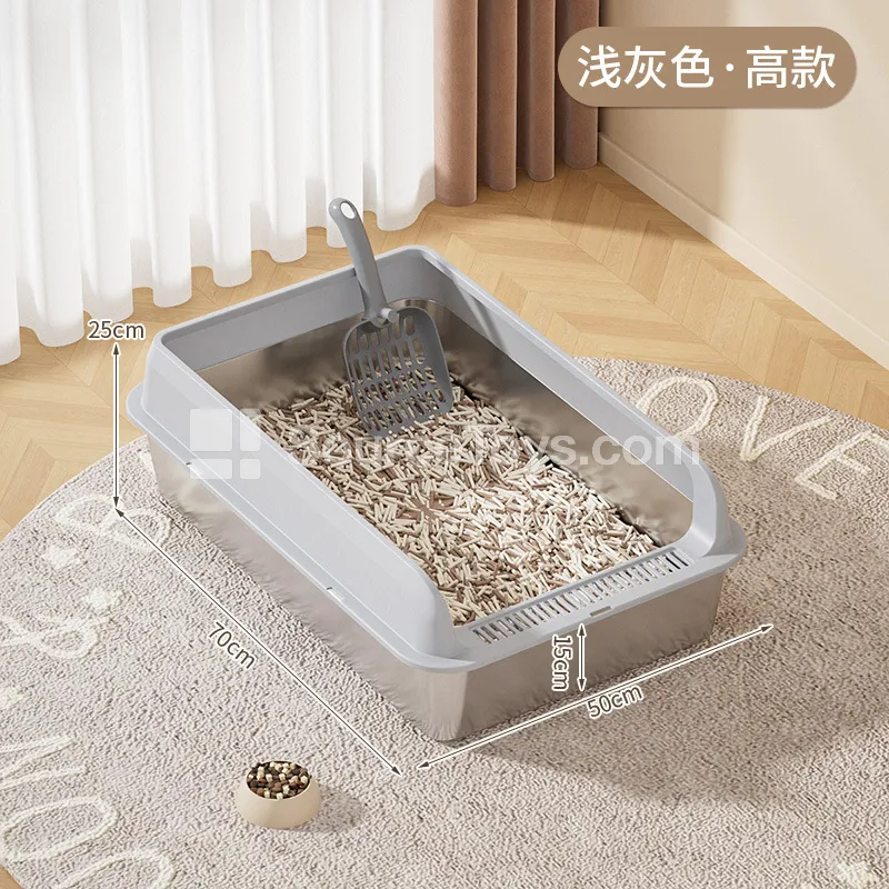 Large Stainless Steel Cat Litter Box with Front Opening Large Stainless Steel Cat Litter Box with Front Opening