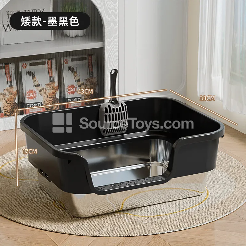 Wide-Top Side-Open Angled Stainless Steel Litter Box Wide-Top Side-Open Angled Stainless Steel Litter Box