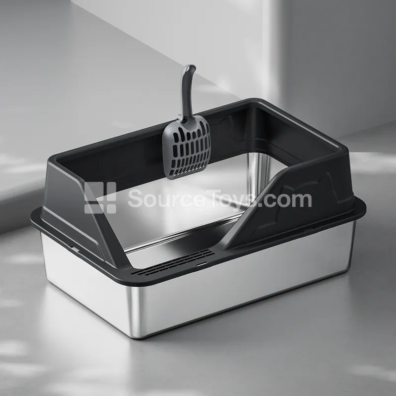 Side-Entry Slanted-Edge Stainless Steel Cat Litter Box Side-Entry Slanted-Edge Stainless Steel Cat Litter Box