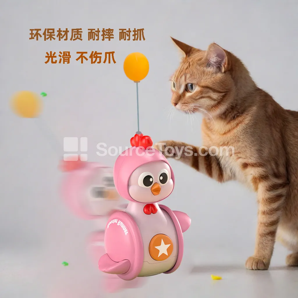 Cat Toy Feather Wand with Bell and Rolling Ball