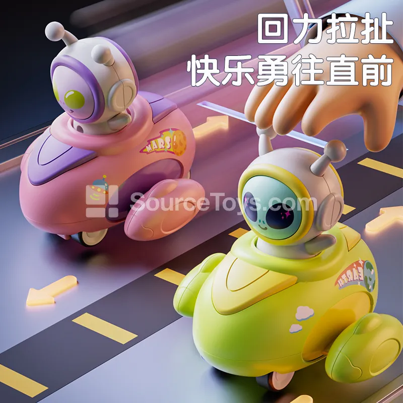 Double Friction Powered Inertia Toy Car with Cartoon Alien Design Double Friction Powered Inertia Toy Car with Cartoon Alien Design
