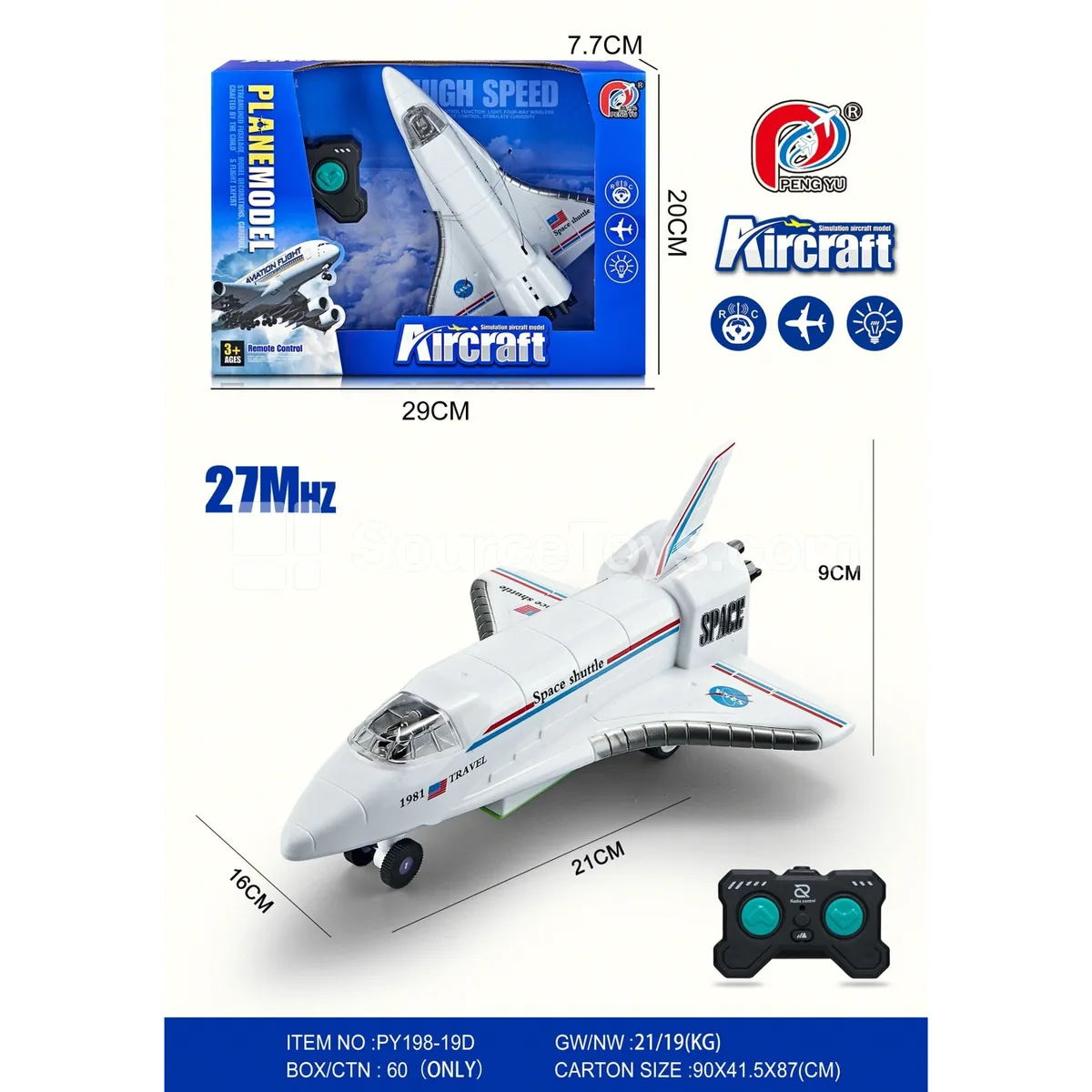 2-Channel Remote Control Space Shuttle with Lights 2-Channel Remote Control Space Shuttle with Lights