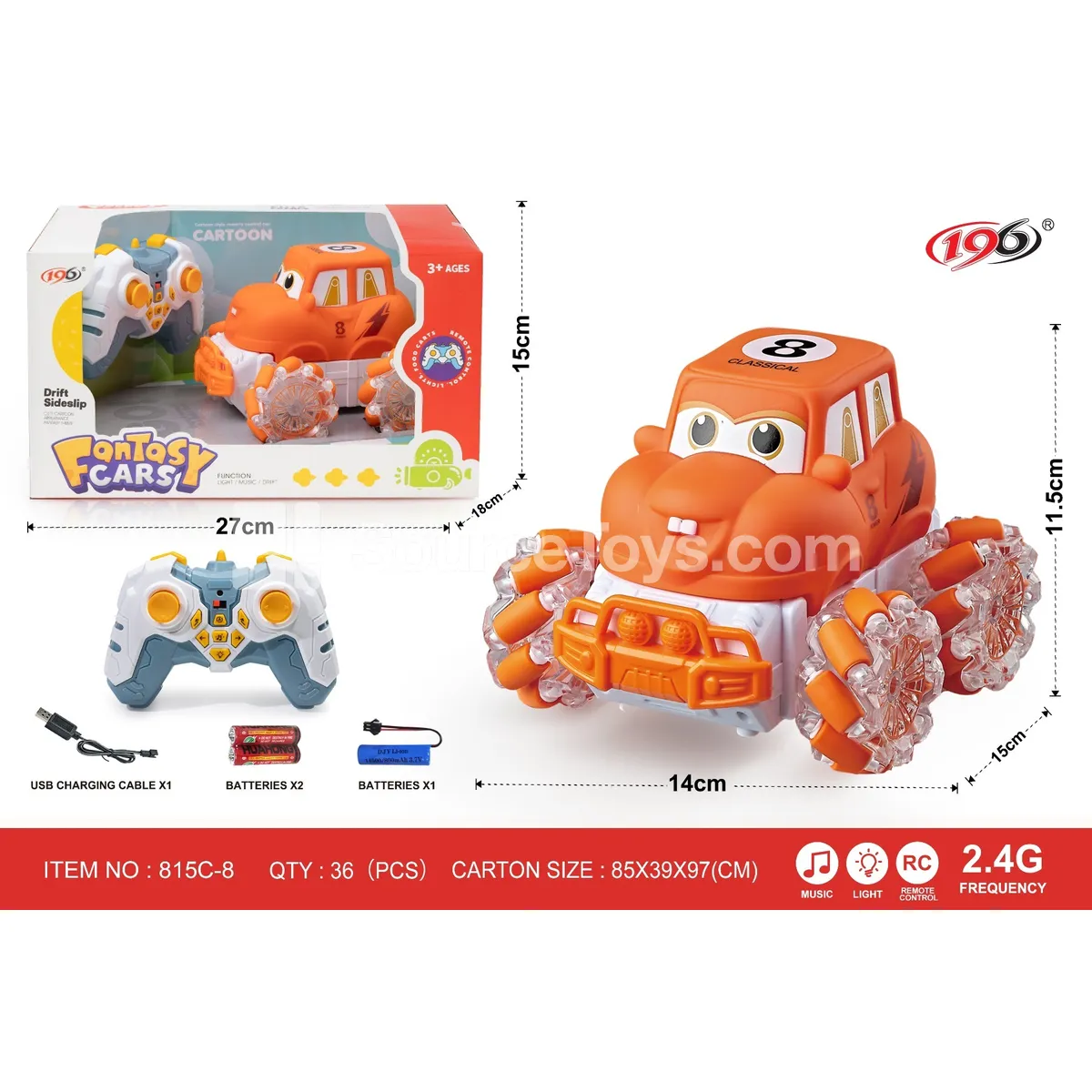 2.4G Remote Control Stunt Vinyl Mini Jeep with Lights & Music (Battery Included)