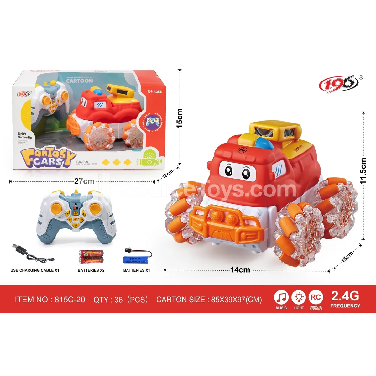2.4G Remote Control Stunt Vinyl Fire Truck with Lights & Music (Battery Included) 2.4G Remote Control Stunt Vinyl Fire Truck with Lights & Music (Battery Included)
