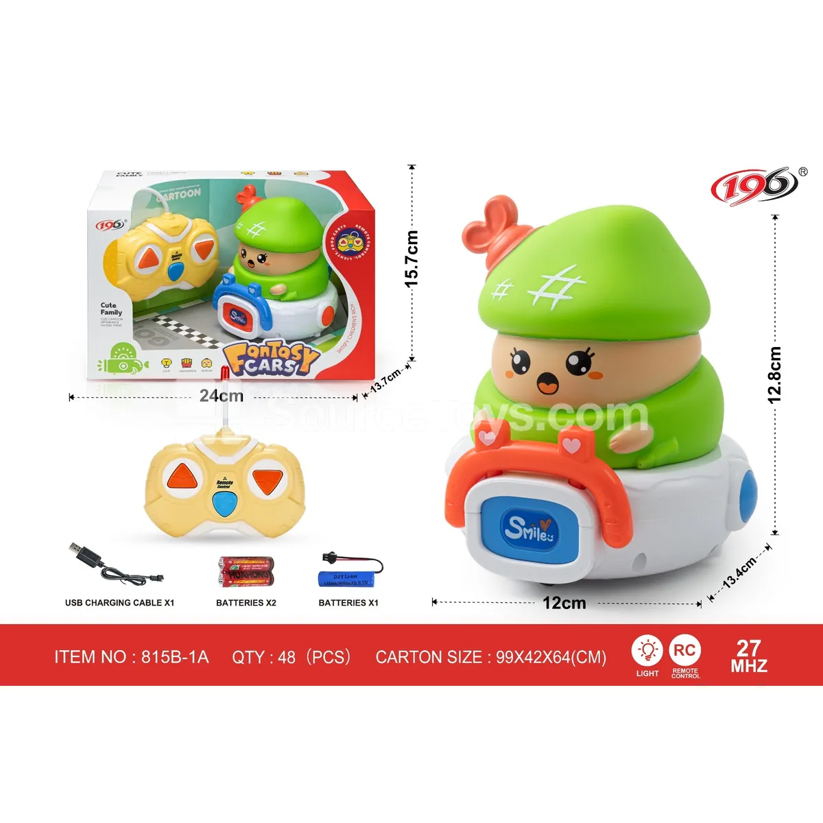 27-Frequency 2-Channel RC Vinyl Mushroom Car with Lights, Battery Included 27-Frequency 2-Channel RC Vinyl Mushroom Car with Lights, Battery Included