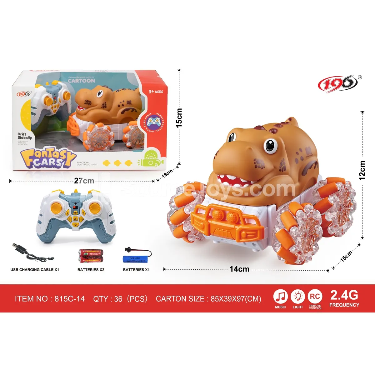 2.4G Remote Control Stunt Vinyl T-Rex (with Lights and Music, Battery Included)