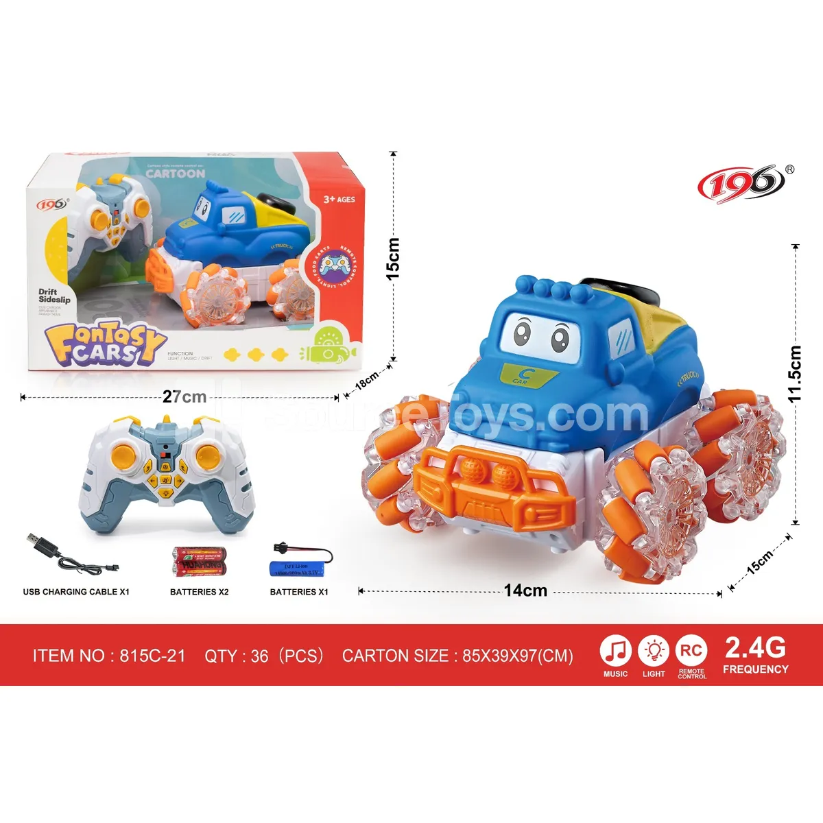 2.4G Remote Control Stunt Vinyl Pickup Truck with Lights (Battery Included) 2.4G Remote Control Stunt Vinyl Pickup Truck with Lights (Battery Included)