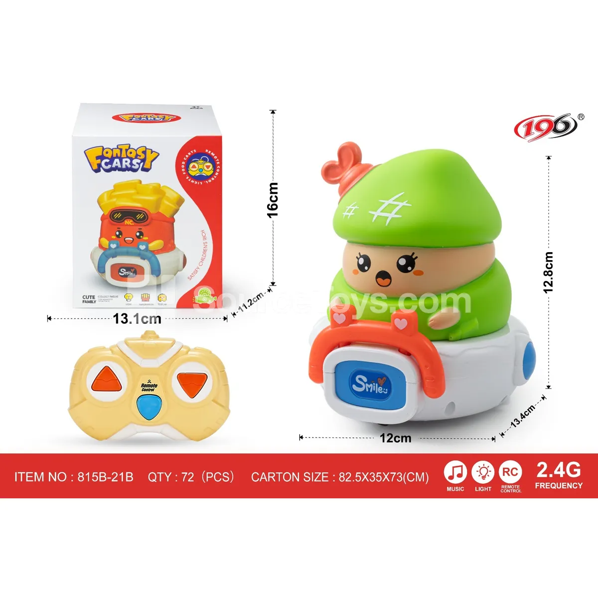 2.4G 3-Channel Remote Control Vinyl Mushroom Car (with Lights & Music)