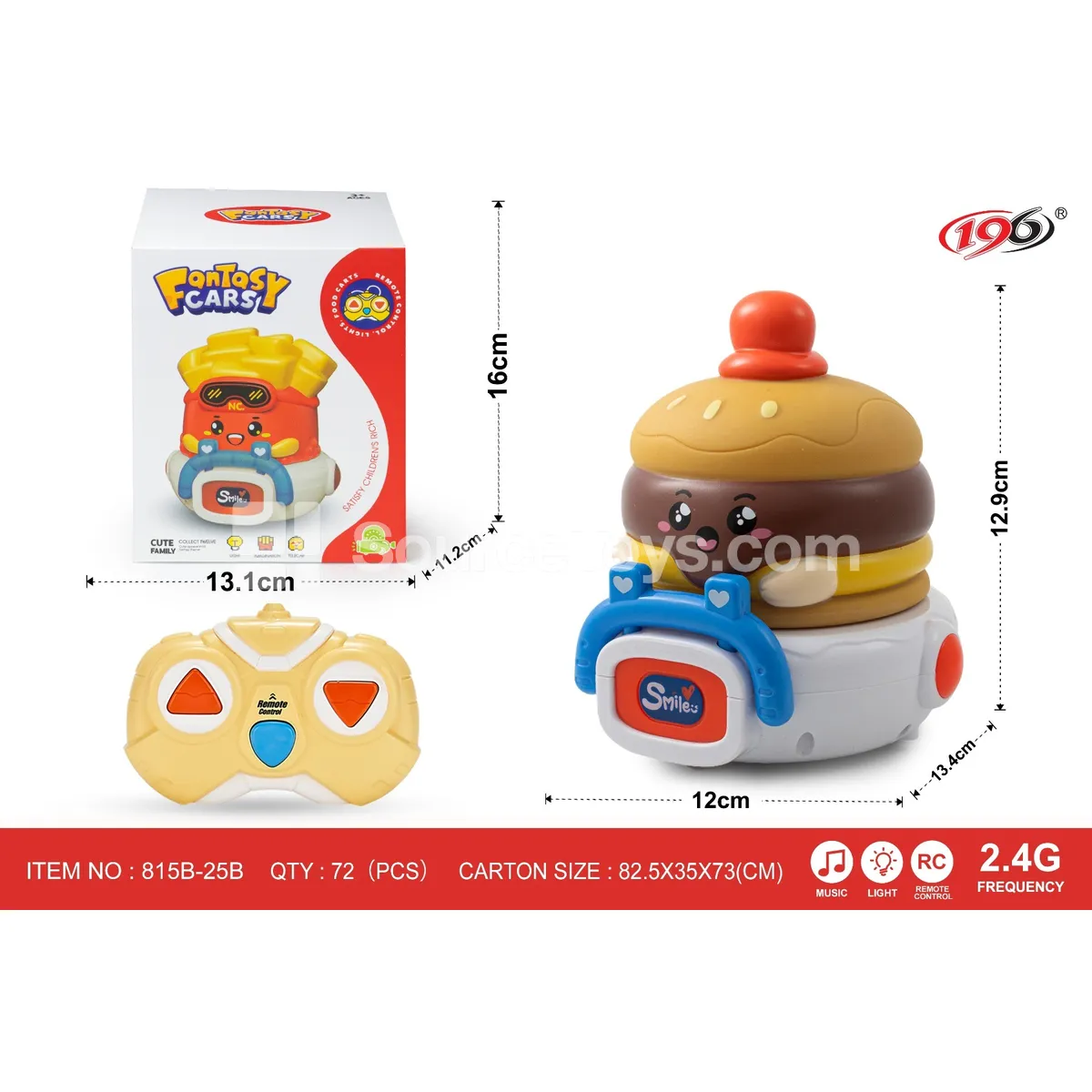 2.4G 3-Channel Remote Control Vinyl Hamburger Car with Lights and Music