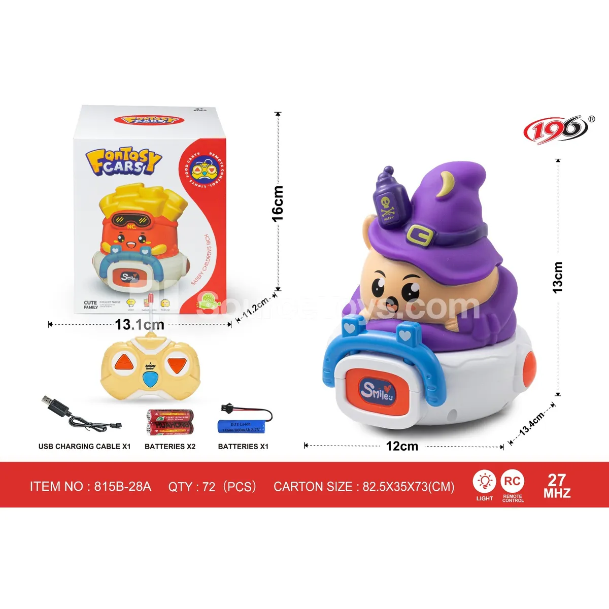 27MHz 2-Channel Remote Control Vinyl Witch Car with Lights (Battery Included) 27MHz 2-Channel Remote Control Vinyl Witch Car with Lights (Battery Included)