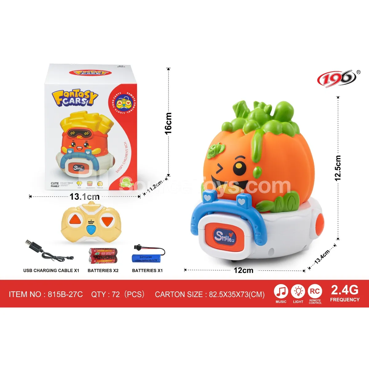 2.4G 3-Channel Remote Control Vinyl Pumpkin Carriage with Lights and Music (Battery Included)