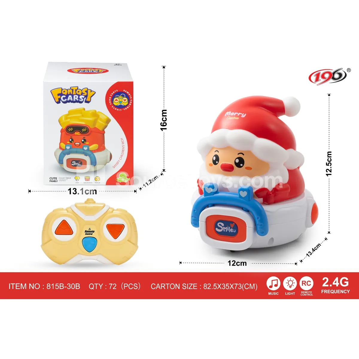 2.4G 3-Channel Remote Control Vinyl Santa Claus Car with Lights and Music