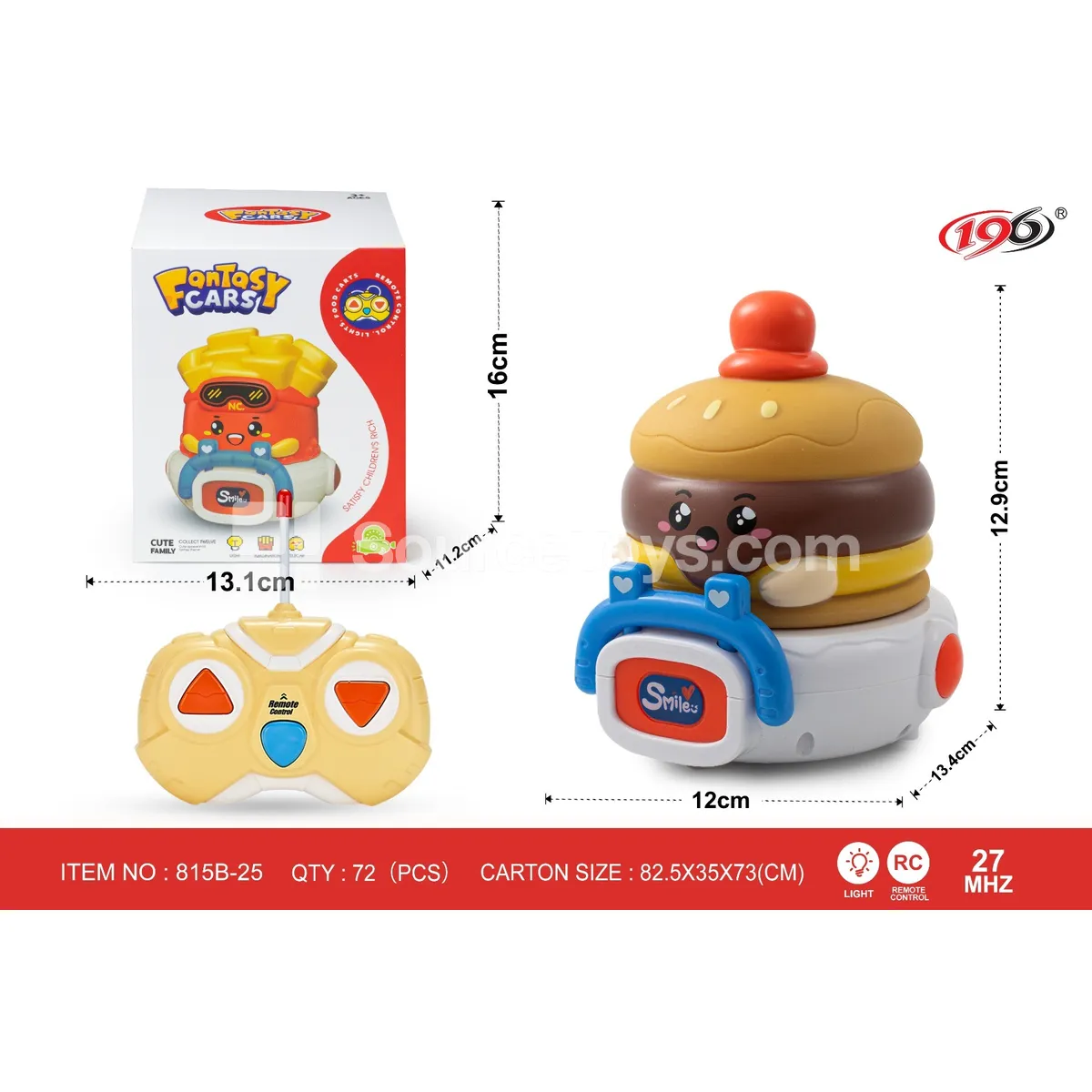 27MHz 2-Channel Remote Control Vinyl Burger Car with Lights 27MHz 2-Channel Remote Control Vinyl Burger Car with Lights