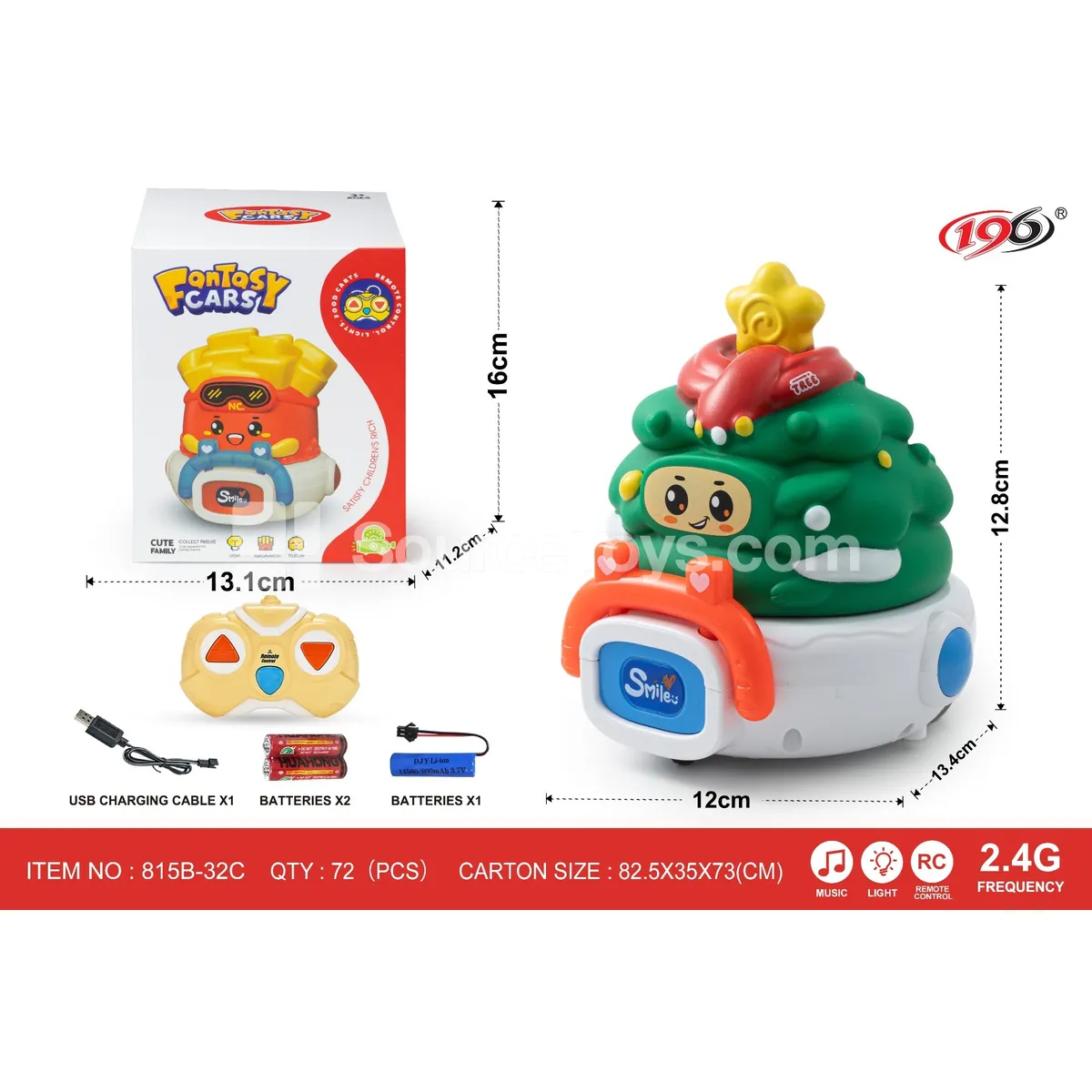 2.4G Three-Channel Remote Control Vinyl Christmas Tree Car with Lights and Music
