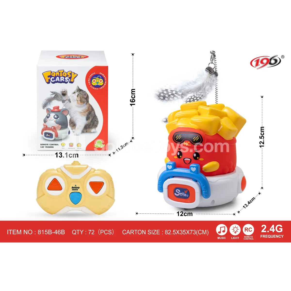 2.4G 3-Channel Remote Control Vinyl Cat Teasing French Fry Car