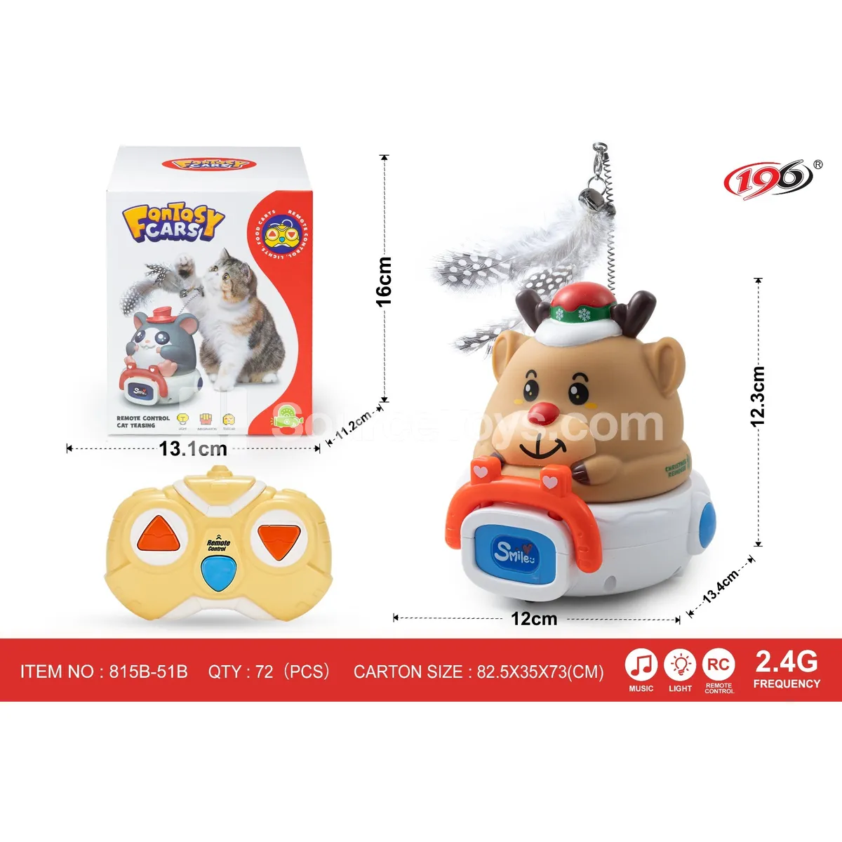 2.4G 3-Channel Remote Control Vinyl Deer Pet Toy Car with Lights & Music