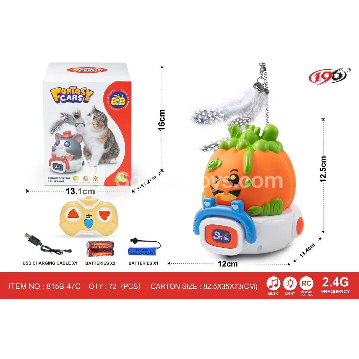 2.4G 3-Channel Remote Control Vinyl Cat Teasing Pumpkin Car