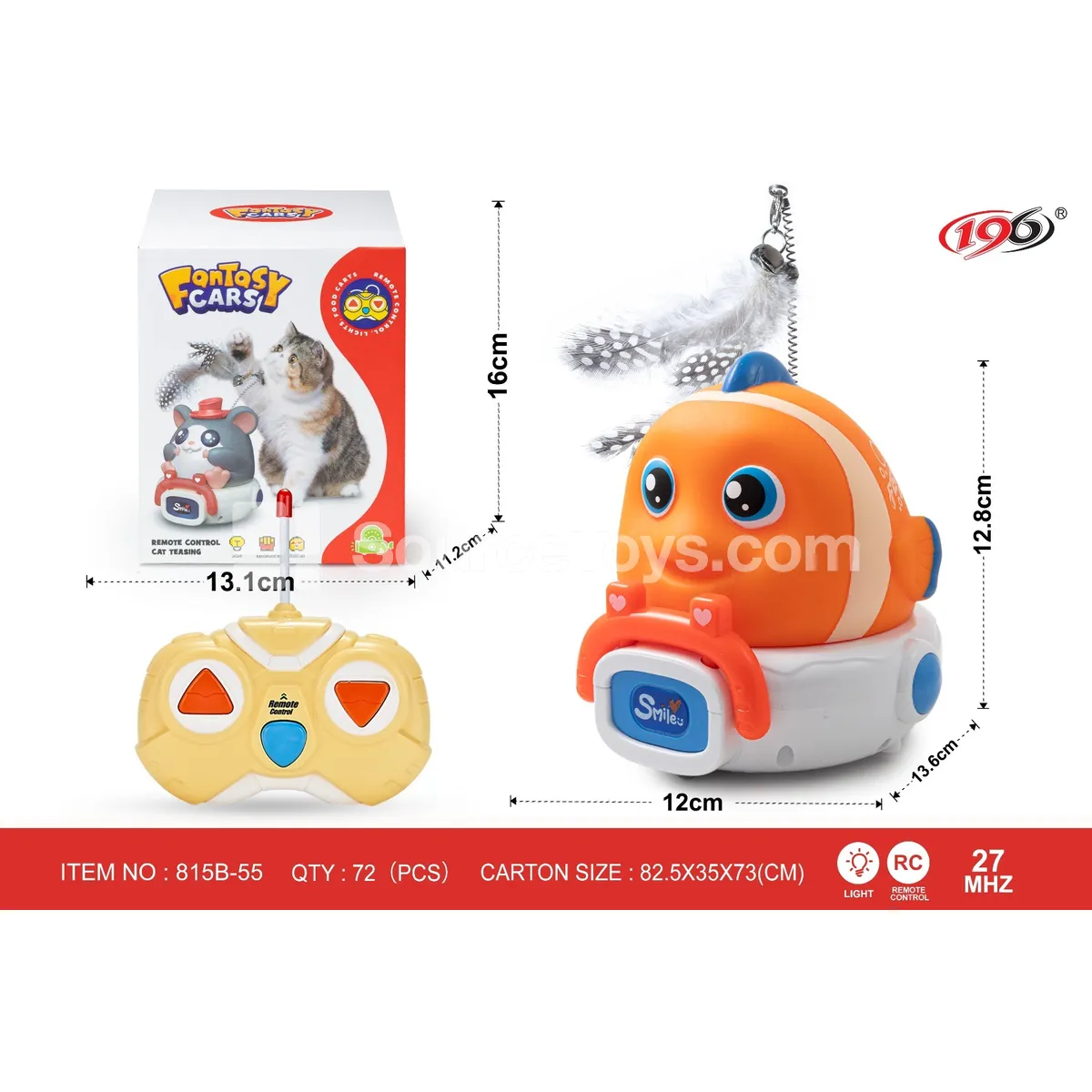 27-Ch 2-Ch Remote Control Vinyl Clownfish Cat Toy Car with Lights