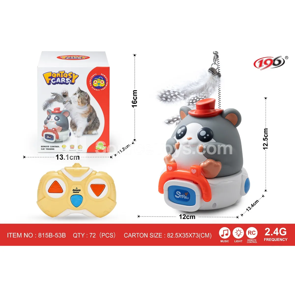 2.4G 3-Channel Remote Control Vinyl Cat Toy Car with Lights and Music