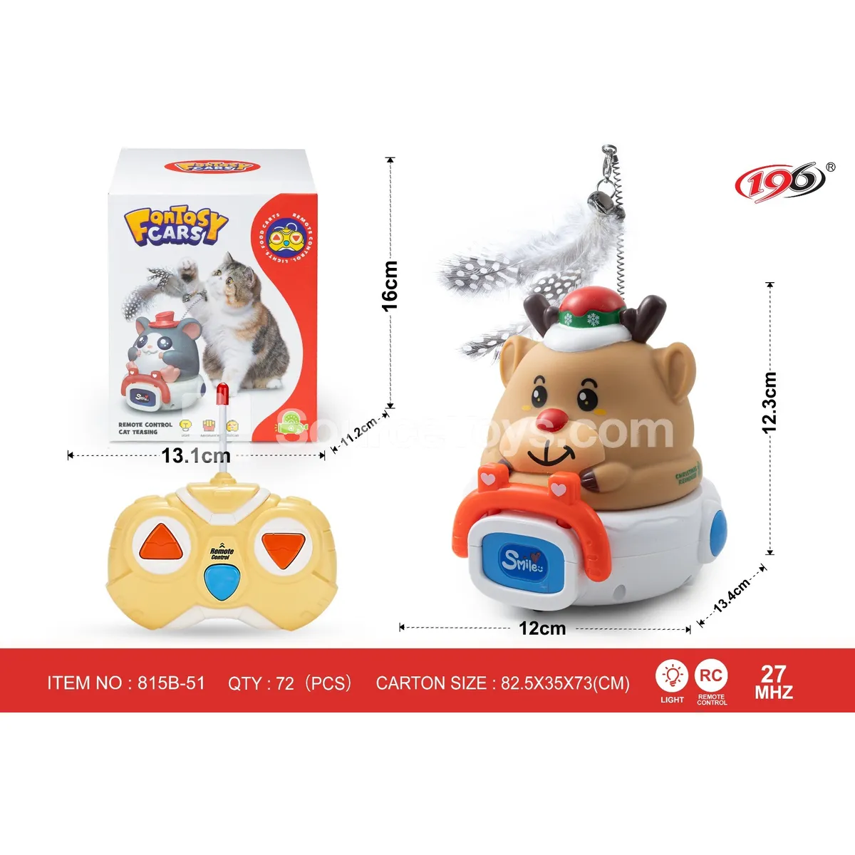 2-Channel 27-Frequency Remote Control Vinyl Cat Toy Deer Car with Lights