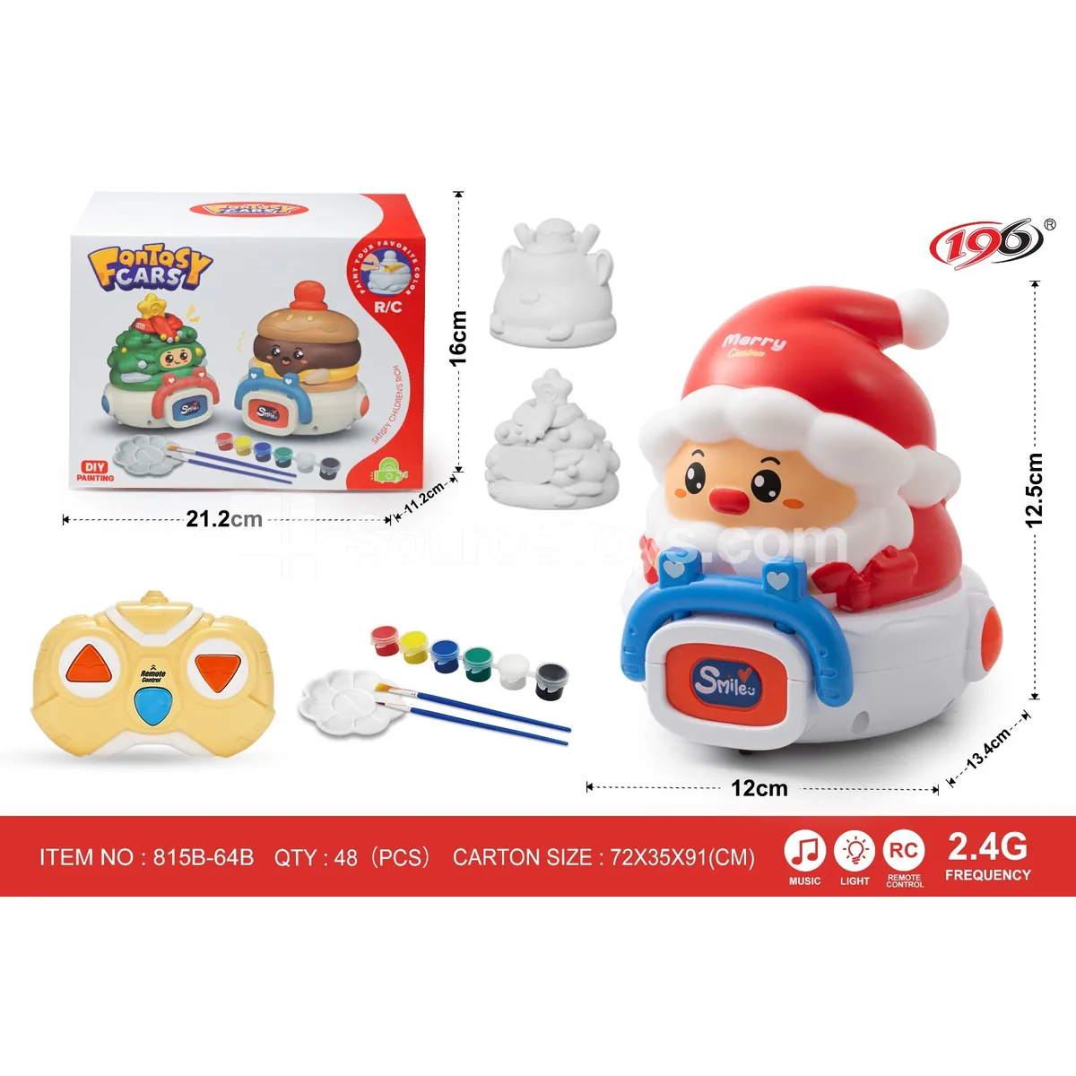 2.4GHz 3-Channel Remote Control Vinyl Christmas Vehicles Set with Lights & Music
