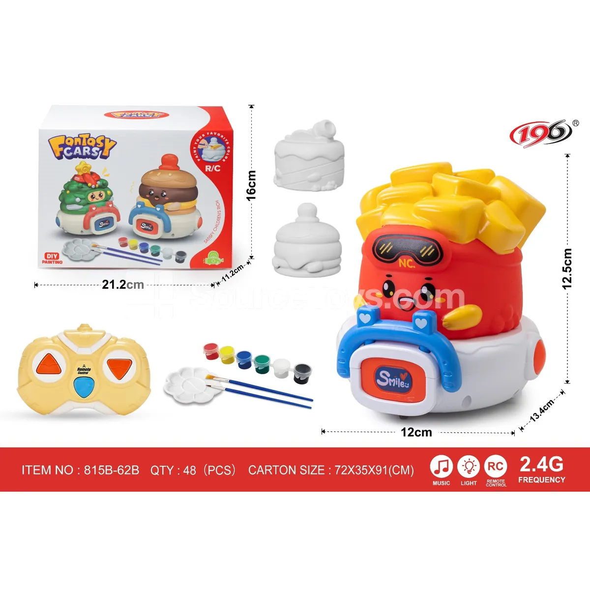 2.4G 3-in-1 Remote Control Vinyl Food Vehicles Set (Cola, Hamburger, French Fries) with Lights & Music