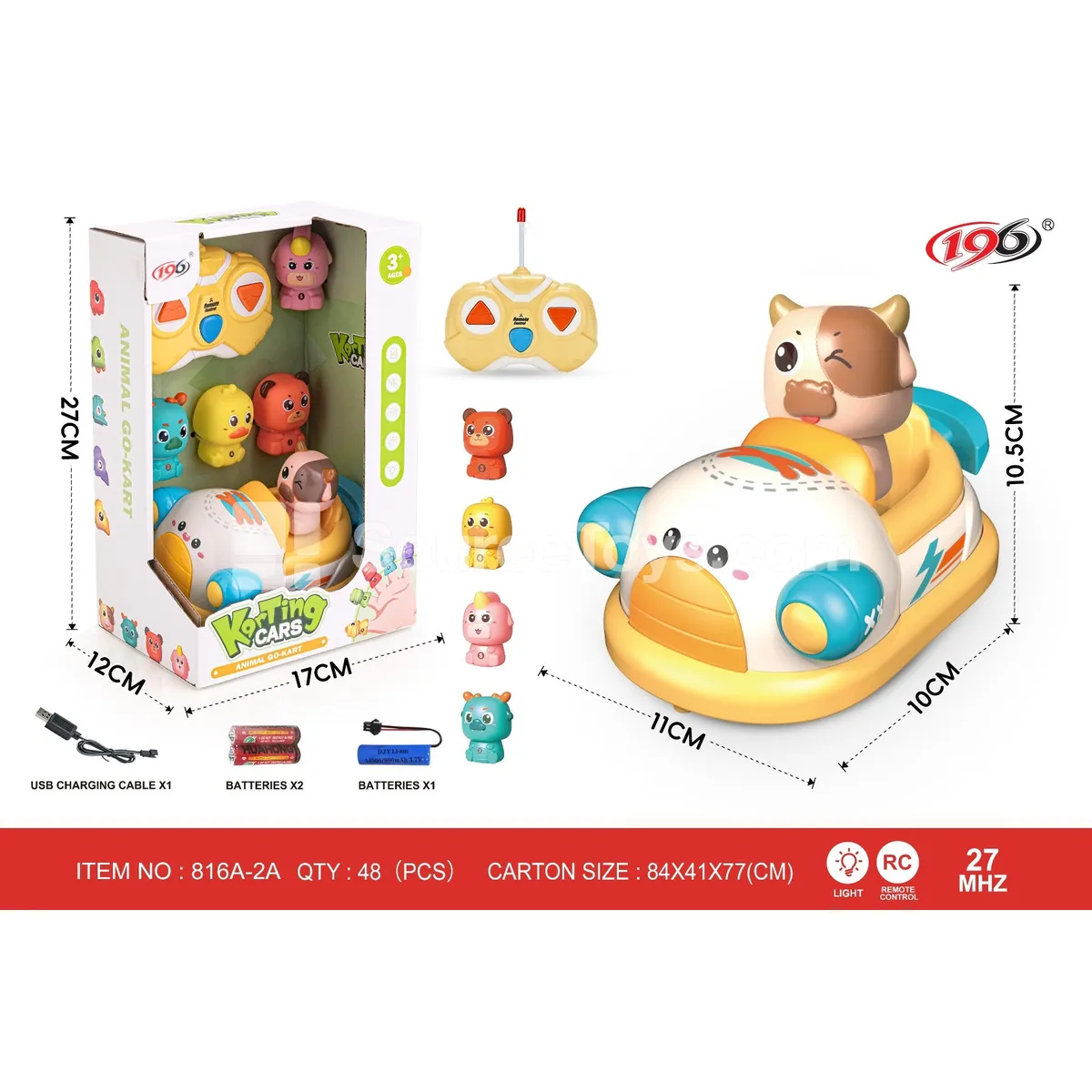 Vinyl Changeable Figure Head 2-Channel Remote Control Go-Kart (with Lights & Battery Included) Vinyl Changeable Figure Head 2-Channel Remote Control Go-Kart (with Lights & Battery Included)