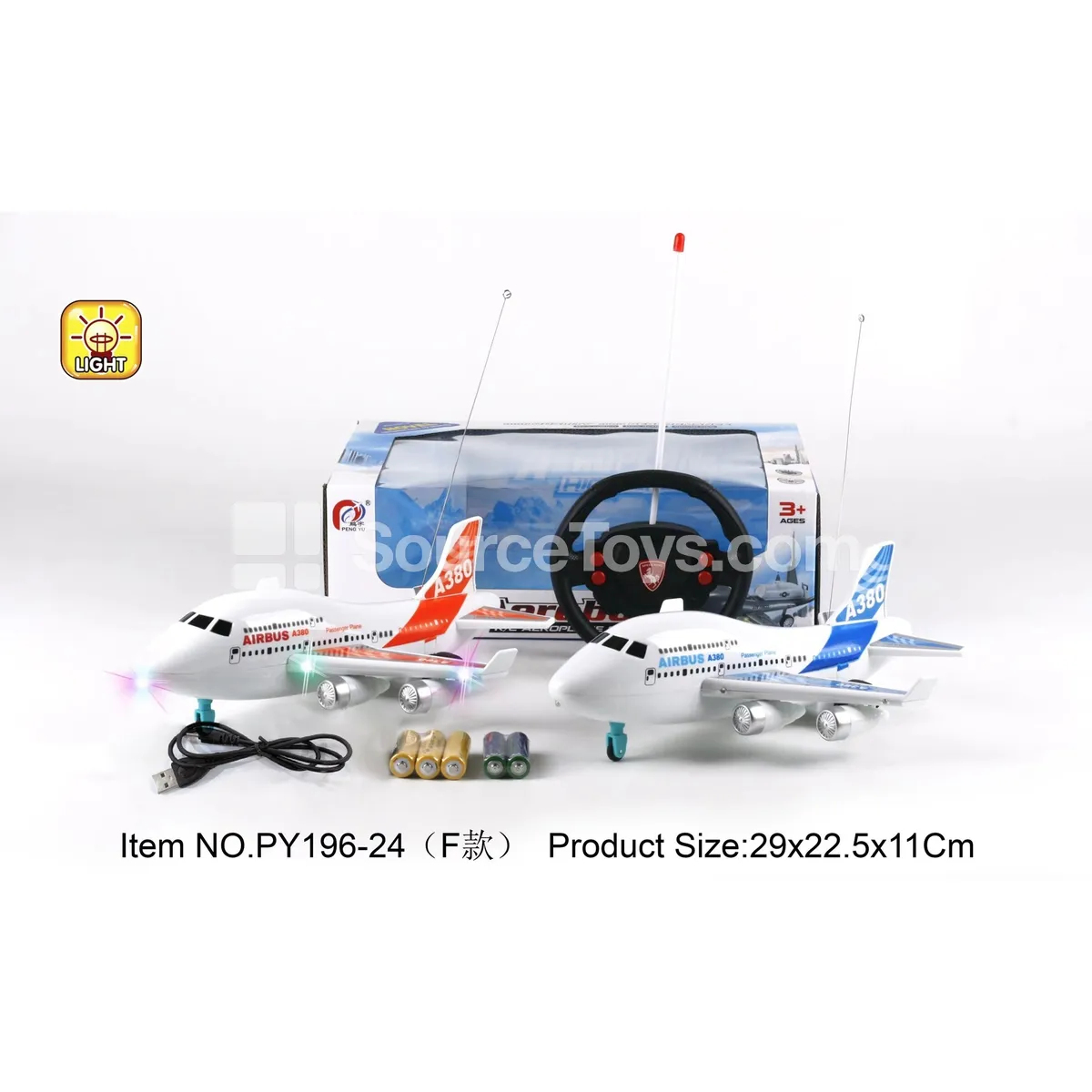 4-Channel Remote Control Passenger Airplane (3-Color Lights, Battery Included)