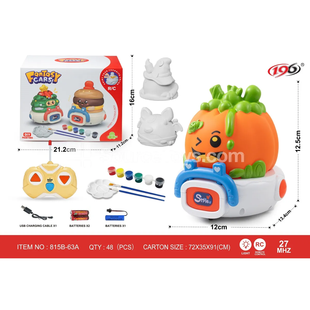 27MHz 3-in-1 Remote Control Vinyl Cars - Pumpkin, Witch, Bat with Lights (Batteries Included) 27MHz 3-in-1 Remote Control Vinyl Cars - Pumpkin, Witch, Bat with Lights (Batteries Included)