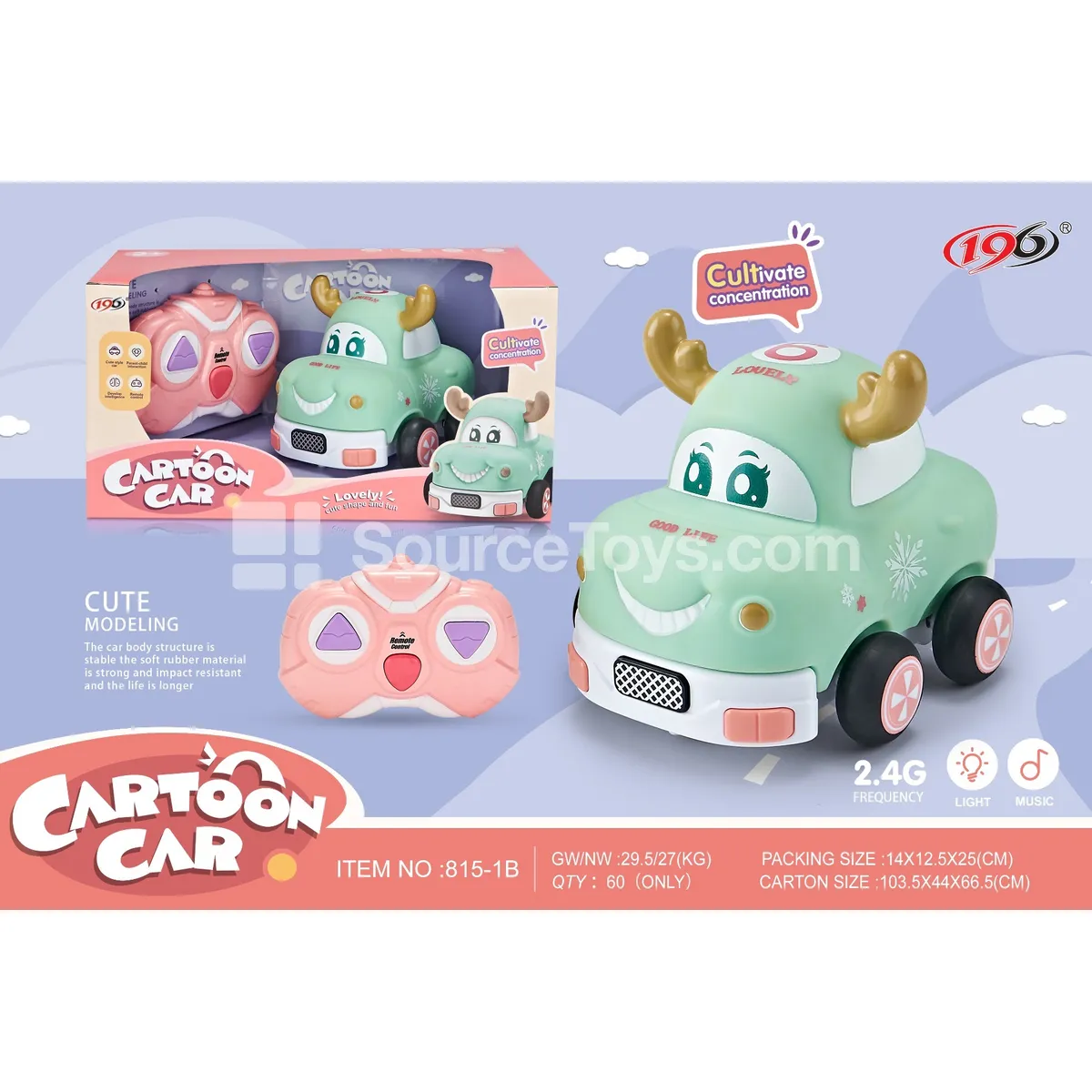 2.4G Remote Control Vinyl Deer Car with Lights & Music