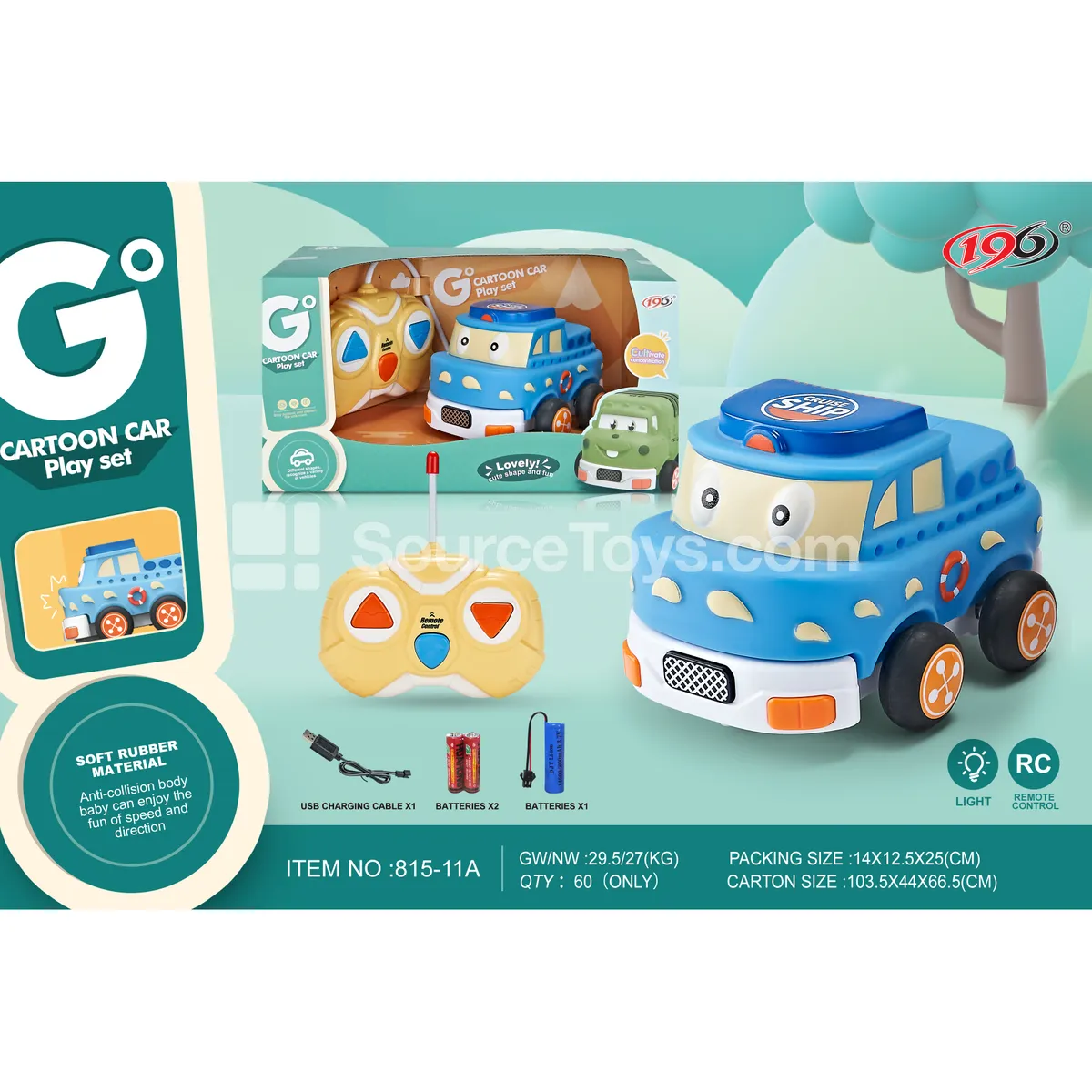 2-Channel Remote Control Vinyl Toy Boat with Lights (Batteries Included)