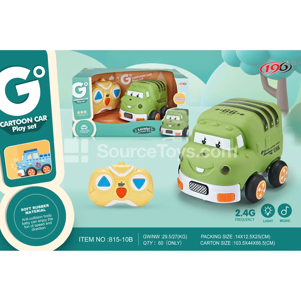 2.4G 3-Channel Remote Control Vinyl Sanitation Truck (with Lights & Music)