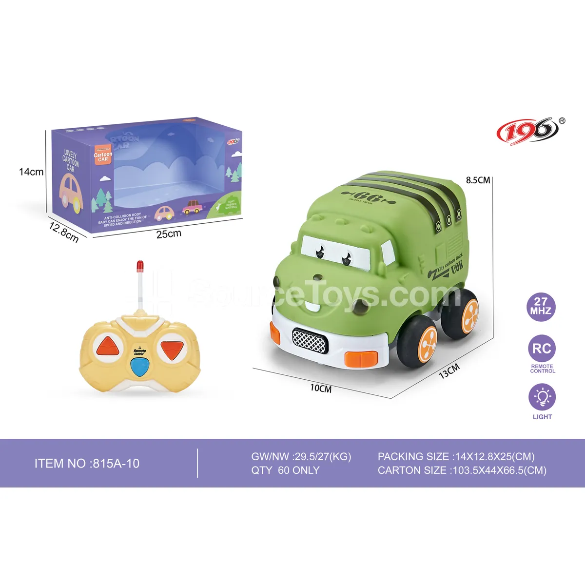 2-Channel Remote Control Vinyl Garbage Truck with Lights