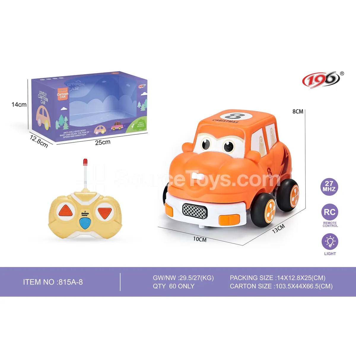 2-Channel Remote Control Vinyl Off-Road Vehicle with Lights, Stylized Design