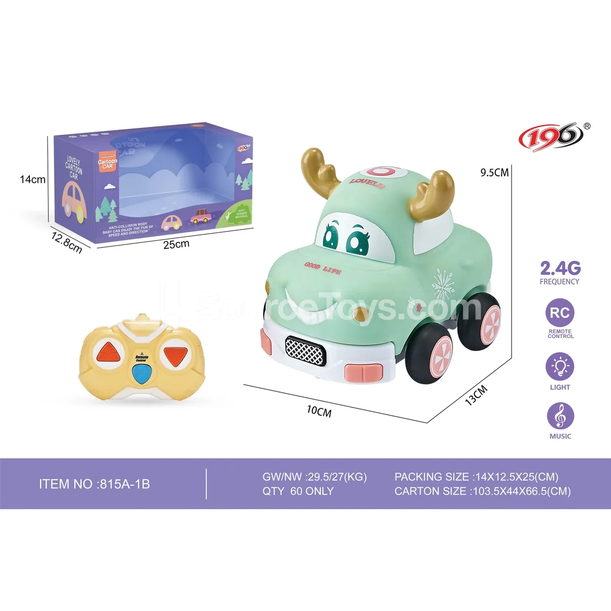 3-Channel Remote Control Vinyl Deer Cart with Lights & Music 3-Channel Remote Control Vinyl Deer Cart with Lights & Music