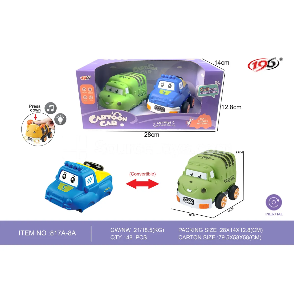 Transformable Inertia Pickup Truck & Military Vehicle with Light & Music (Battery Included) Transformable Inertia Pickup Truck & Military Vehicle with Light & Music (Battery Included)