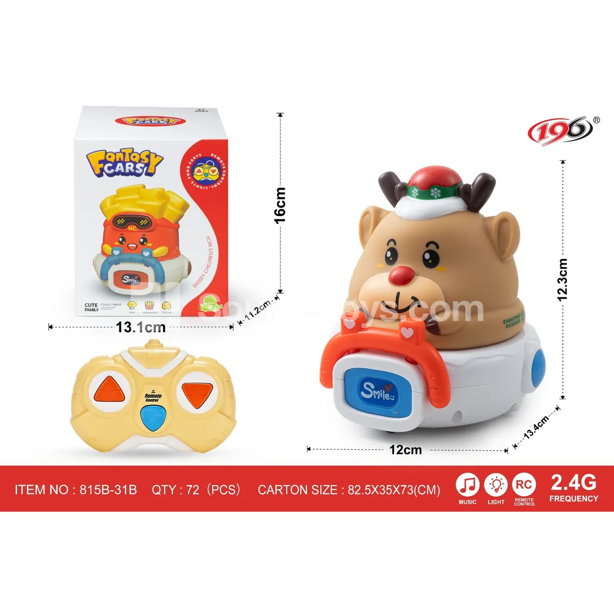 2.4G 3-Channel Remote Control Vinyl Deer Car with Lights & Music