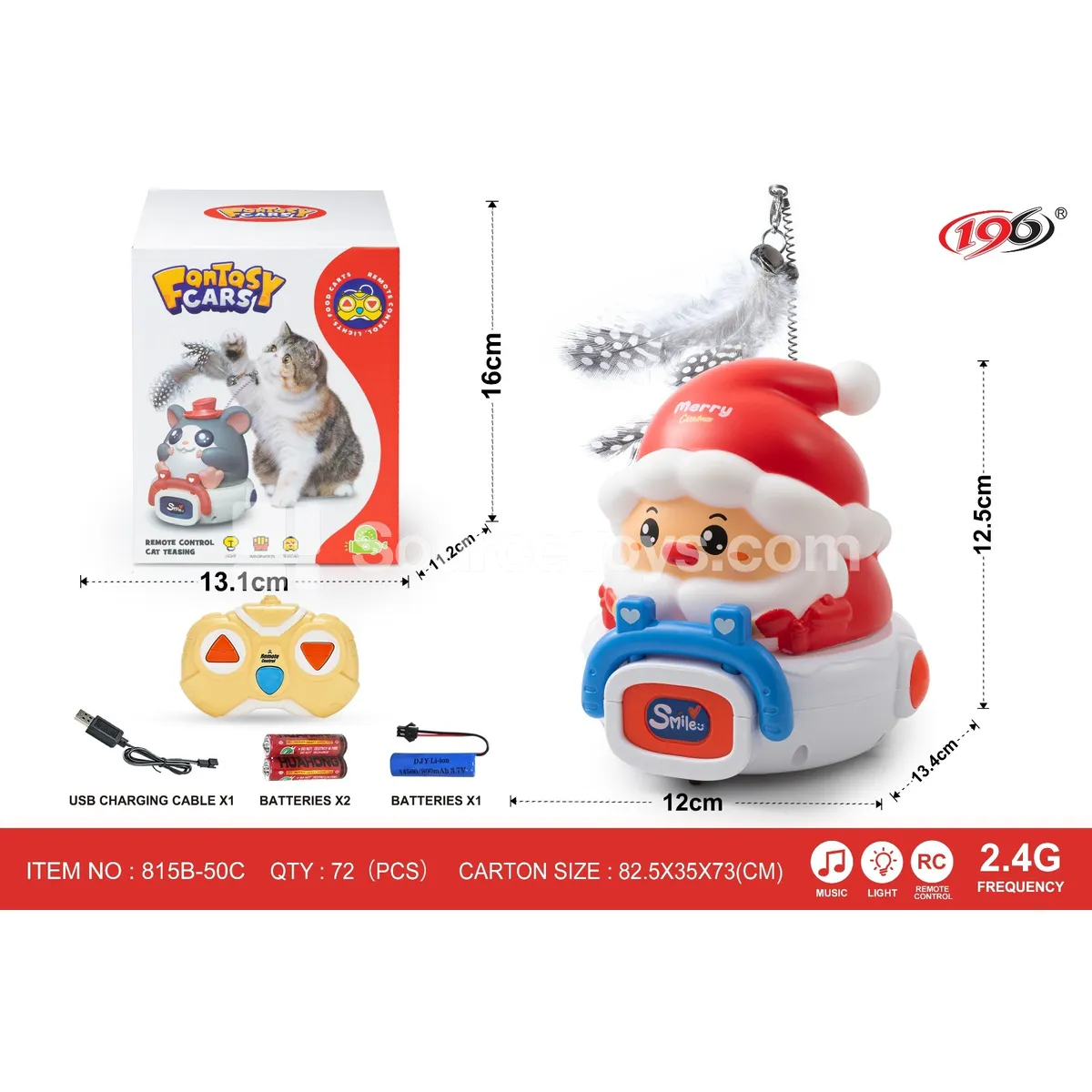 2.4G 3-Channel Remote Control Vinyl Cat Teaser Santa Claus Car (with Lights & Music, Battery Included)